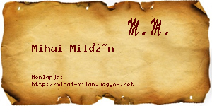 Mihai Milán névjegykártya